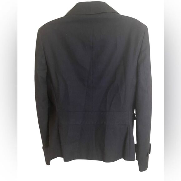 Talbots SZ 8 Equestrian Black Linen Cotton Blend Blazer Unique Double Pockets - Picture 5 of 10